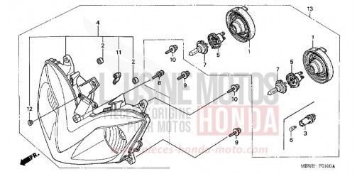 PROJECTEUR CBR600F4 de 2004